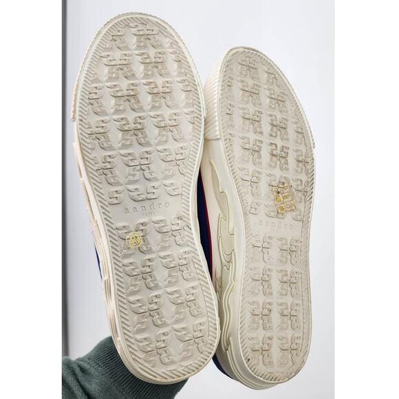 Sandro Paris Anouk Canvas Colorblock Flame Sole Sneakers Size 40 US 8 - Picture 5 of 9